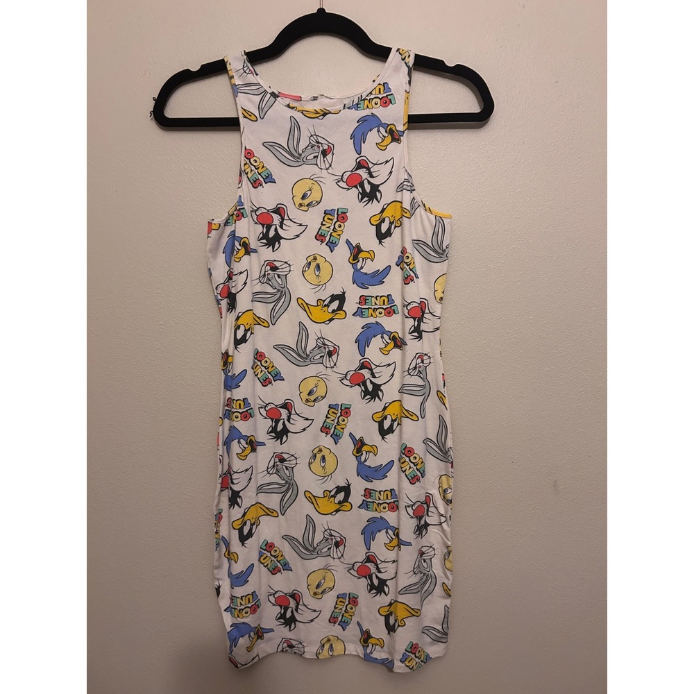 4/$17‎ Looney Tunes Bodycon Mini Dress Womens M  Excellent Cartoon Print
